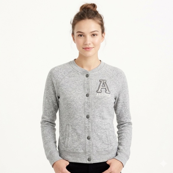 Abercrombie & Fitch Sweaters - Abercrombie & Fitch Heather Gray Snap-Up Sweater